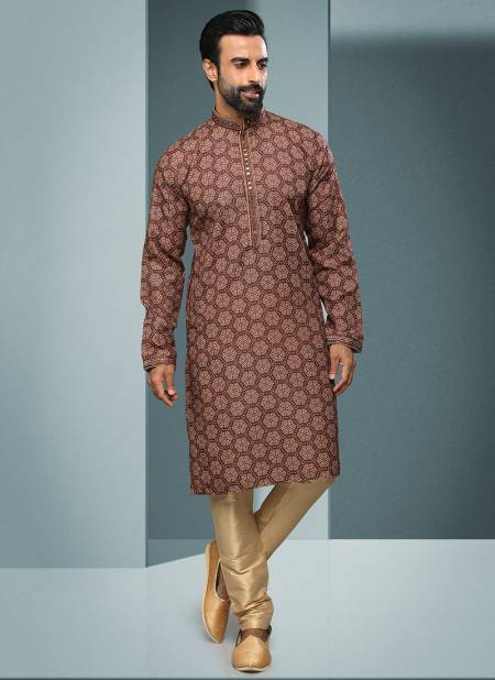 Brown Colour Creation Vol 27 New Latest Designer Party Wear Cotton Kurta With Pant Collection 1587